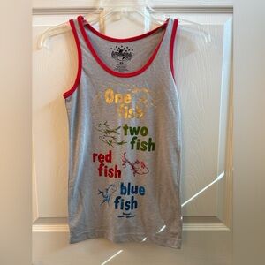 Universal Dr. Seuss One Fish Two Fish Gray Tank Top Size XSmall NWT